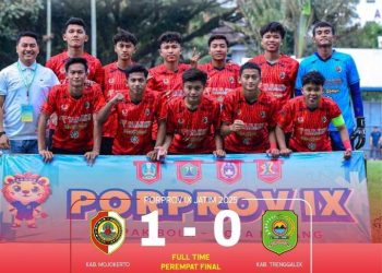 Tim Sepak Bola Putra Mojokerto Lolos Semifinal Porprov Jatim IX 2025 setelah Menang Tipis 1-0